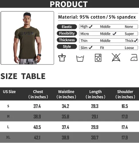 Vista 6 de BVSN - Camiseta para hombre, diseño de musculación, fitness, manga corta, para entrenamiento