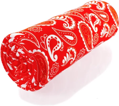 Vista 2 de Bandana de cachemira roja DBP tela – poliéster doble cepillado elástico en 4 direcciones – 1 yarda