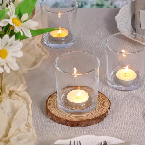 Vista 7 de DARJEN Juego de 6 Portavelas Votivas Transparentes Más Grandes - Portavelas de Vidrio para Velas de Té, Portavelas Transparentes para Bodas, Fiestas