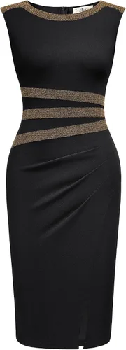 Vista 2 de AISIZE Vestido de cóctel de fiesta de cóctel sin mangas vintage de los años 50 para mujer