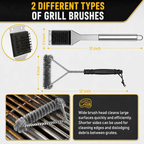 Vista 7 de 34 accesorios para parrilla, regalos para hombres, accesorios de barbacoa resistentes de 16 pulgadas, herramientas de barbacoa de acero inoxidable