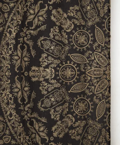 Vista 4 de Popular Handicrafts Cortina de ventana de mandala hippie indio, bohemio, color negro, dorado, para dormitorio, sala de estar, balcón, cenefa