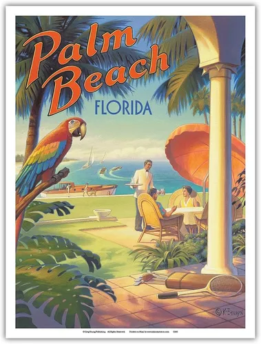 Vista 9 de Palm Beach Florida Poster Print Vintage Travel Poster, by Kerne Erickson, poster print, unframed, 6 x 9 in