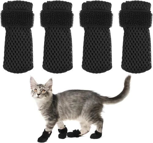 Vista 10 de Ipetboom Tapas de garra de gato, paquete de 4 fundas ajustables para pies de gato, protectores de patas, zapatos para alimentación, medicamentos