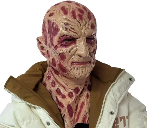 Vista 3 de Máscara de Freddy de látex de terror de cara completa para Halloween, fiesta de película, cosplay, accesorios de disfraces