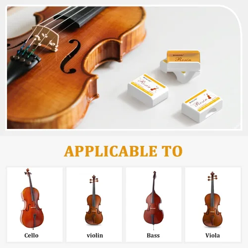 Vista 4 de WOGOD Juego de colofonia profesional (50 piezas) - para violín/viola/violonchelo/contrabajo/erhu Antideslizante, tono rico, bajo polvo, duradero
