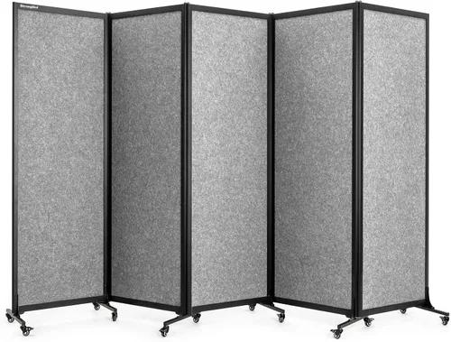 Vista 25 de Room Partition 2.0 Versión de actualización,6'L* 6'7"H,3 Panel, Beige Freestanding Rolling Dividers with Wheels,Office privacy screen Divider Wall