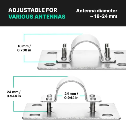 Vista 5 de Soporte de mástil para antena de helio para montaje en poste, abrazadera fija de perno en U, soporte de hardware para techo al aire libre, Lora