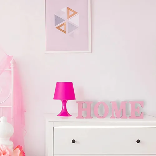 Vista 6 de Letras de madera rosa de 4 pulgadas, letras de madera sin terminar para decoración de pared, letras decorativas de pie en rodajas, decoración