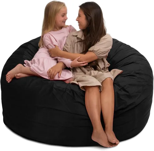 Vista 14 de ULTIMATE SACK 5000 Silla Puf de 5-Pies con Reposapiés, Funda de Gamuza Negra – Tumbona de Espuma de Gran Tamaño, Asiento de Suelo, Sofá Pequeño