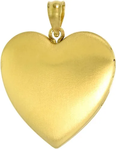 Vista 4 de Plata de ley corazón collar con camafeo Scroll Etching 1inch chapados en oro