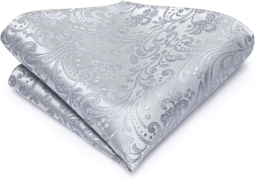 Vista 19 de Hi-Tie Corbatas de seda para hombre, diseño de cachemira a rayas, con bolsillo, gemelos cuadrados, conjunto formal de negocios