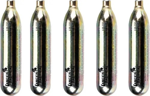 Vista 2 de Lancer Tactical Paquete de 5 cartuchos de CO2 de 0.42 oz para pistolas de aire, pistolas BB, pistolas de Airsoft y accesorios de paintball