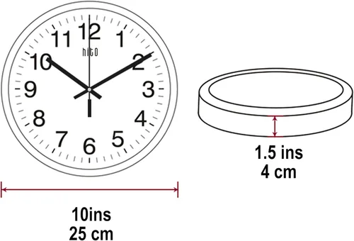 Vista 4 de Hito - Reloj de pared silencioso de 10 pulgadas Blanco