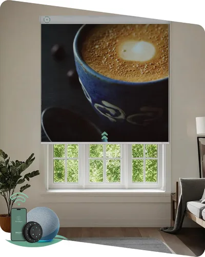 Vista 23 de Yoolax Persianas enrollables motorizadas con control remoto, persianas inteligentes impresas con imagen personalizada que funcionan con Alexa