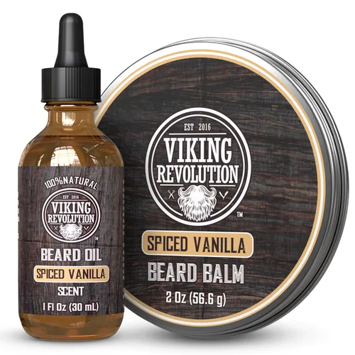 Vista 19 de Viking Revolution Aceite de barba de ron de bahía para hombres, suavizante y acondicionador natural con aceites de argán y jojoba para fortalecer e