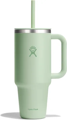 Vista 42 de Hydro Flask Vaso de Viaje con Asa, Tapa y Pajita - Acero Inoxidable Aislado en 24 Oz Aloe