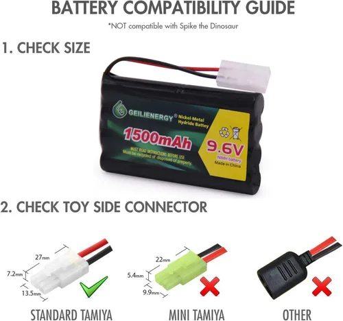 Vista 4 de Batería recargable NiMH de 9.6 V 1500 mAH de 8 celdas AA con conector estándar Tamiya enchufe y cables de carga USB para automóviles a control