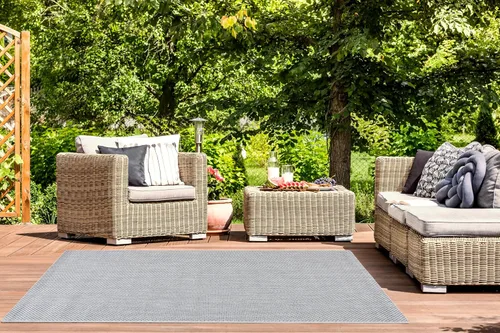 Vista 96 de SAFAVIEH Alfombra Lavable para Exteriores Colección Courtyard - 2'3" x 5', Azul Aqua y Gris, No Desprende Pelusa y Fácil Limpieza, Ideal para Patio