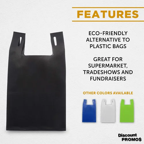 Vista 3 de DISCOUNT PROMOS Custom Bodega Lightweight Tote Bags Set of 10-100, Personalized Bulk Pack - Reusable, Grocery, Tradeshow