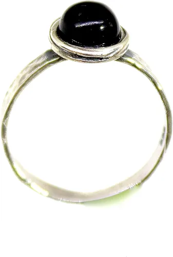Vista 53 de Anillo de plata de ley con piedras preciosas para mujer, anillo apilable de piedra martillada, anillo de piedra natal