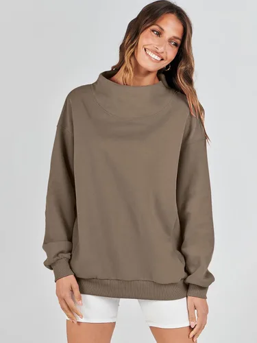 Vista 7 de ANRABESS Sudaderas de gran tamaño para mujer, cuello alto, manga larga, sudaderas con capucha para otoño, ropa 2023