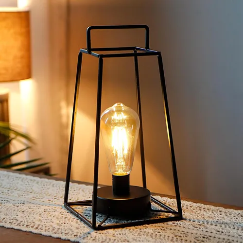 Vista 2 de JHY DESIGN Paquete de 6 lámparas de mesa geométricas de estilo retro, lámpara de hierro simple de 12 pulgadas de alto, funciona