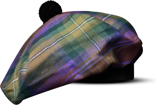 Vista 38 de Sombrero escocés Tam o Shanter Gorro escocés Tartan P.V Tartan (poliviscosa) Mezcla de lana con pompón Talla única para todos.