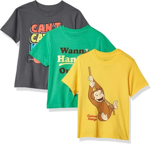 Vista 6 de Curious George Paquete de 3 camisetas surtidas para niños y niños, número 1 Multicolor 2