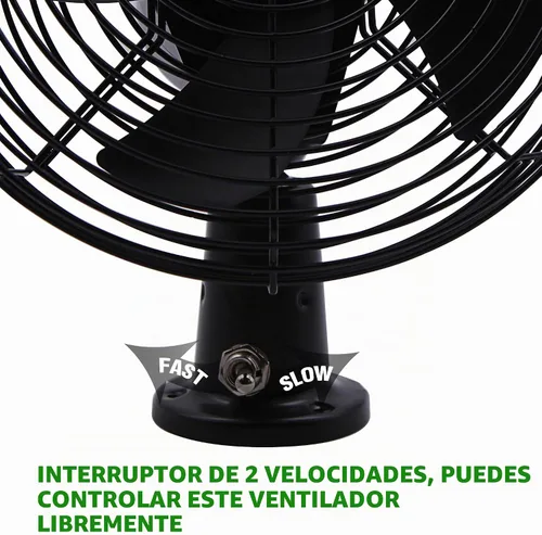 Vista 5 de Ventilador de refrigeración RV de 12 V con interruptor de 2 velocidades, ventilador de metal negro resistente de 8.75 pulgadas, 12 voltios de CC