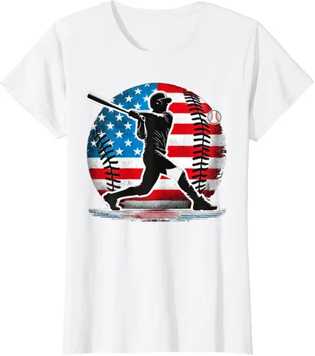 Vista 22 de Camiseta de jugador de béisbol estadounidense con bandera de Estados Unidos