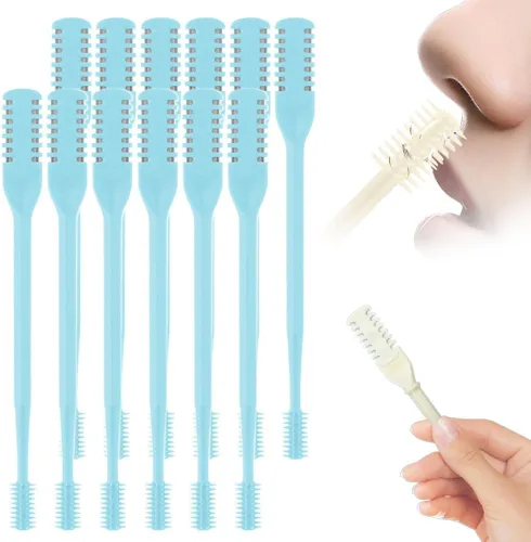 Vista 9 de Cortador de vello nasal 2 en 1 mejorado, herramienta de eliminación de vello de fosa nasal de doble cara, recortadora manual de vello de nariz