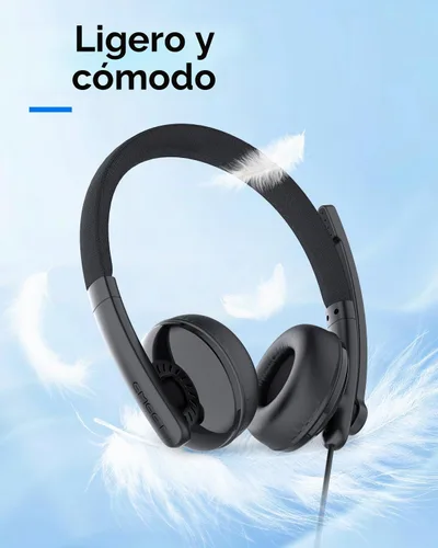 Vista 2 de EMEET Auriculares con cable HS50 con micrófono, auriculares de computadora con micrófono de cancelación de ruido, USB-A/USB-C, diseño ajustable