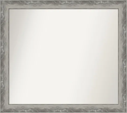 Vista 293 de Amanti Art Espejo de baño plateado para sobre el fregadero, 24 x 24 pulgadas, espejo cuadrado de peltre forjado a medida, marco de madera casual