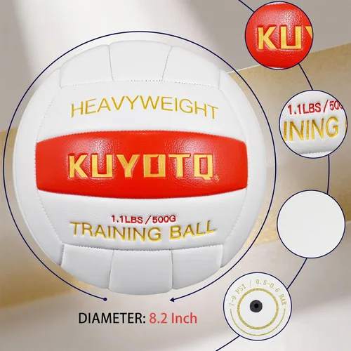 Vista 6 de 1.1lbs/500g Weighted Heavy Volleyball For Setters Serve Trainer Setter Weighted Volleyball Training Equipment Size 5 Thickened Surface Soft Leather