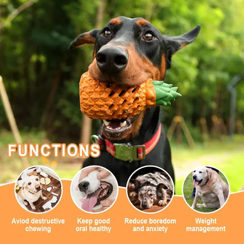 Vista 3 de Juguetes Pequeños para Perros - Piña, Juguetes Resistentes e Indestructibles para Perros Masticadores Agresivos