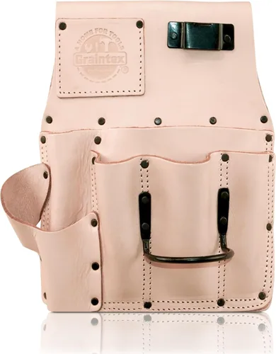 Vista 9 de Graintex Bolsa de yeso de cuero de grano superior resistente, soporte para martillo de acero, cinturón de herramientas de yeso, bolsa