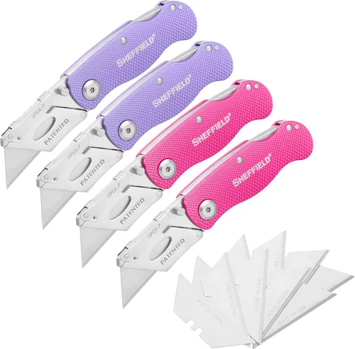 Vista 18 de Sheffield 12514 Cuchillo Utilitario Plegable Paquete de 3, Rellenos para Calcetines, Regalos para Hombres, Regalos para Papá, Hojas de Cuchillo
