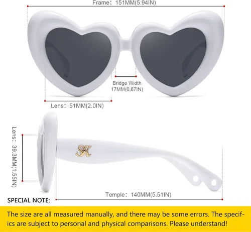 Vista 4 de SHEEN KELLY Retro Heart Shaped Sunglasses for Women Trendy Vintage Inflated Love Frame Party Y2K 90s Shades Eyewear