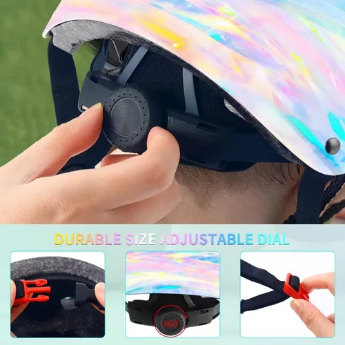 Vista 7 de Casco de bicicleta ajustable con gradiente de color para niños pequeños de 3-5-8-14+ años, niñas y niños. Casco para monopatín y bicicleta