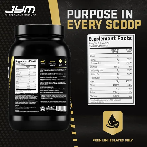 Vista 2 de JYM Supplement Science Pro JYM Proteína en Polvo Sabor Galleta de Chocolate Crujiente - Aislados de Proteína de Suero, Caseína y Proteína de Leche