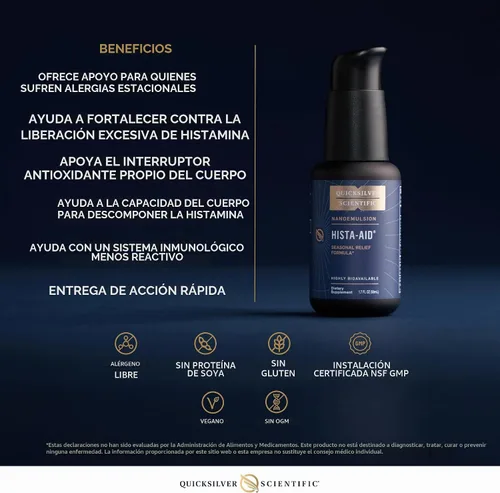 Vista 4 de Quicksilver Scientific Nanoemulsified Hista-Aid, DIM, 1.7 fl oz