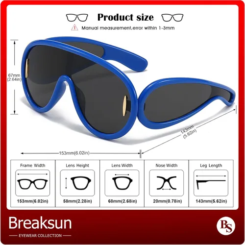 Vista 6 de Gafas de sol de moda con máscara ondulada para mujeres y hombres, de gran tamaño, color plateado, con escudo futurista, estilo de diseñador