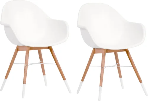 Vista 4 de Amazonia Robertson - Juego de comedor rectangular de 7 piezas para patio, acabado de teca y sillas blancas, duraderas e ideales para exteriores