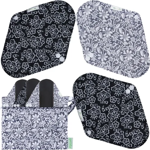 Vista 18 de wegreeco Almohadillas menstruales reutilizables de carbón – Almohadillas sanitarias reutilizables Forros de bragas reutilizables Almohadilla