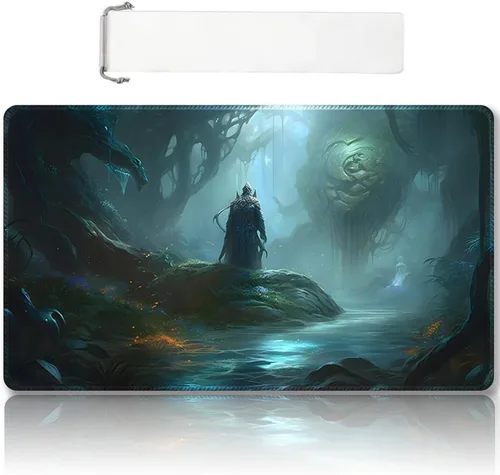 Vista 26 de Tapete de juego MTG cosido de alta calidad con zonas y respaldo de goma antideslizante, tapete de juego TCG para MTG y otros juegos de cartas, Dkt