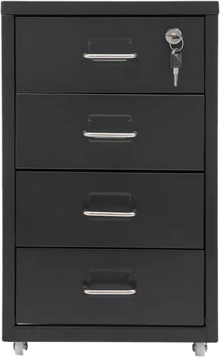 Vista 9 de TFCFL 4 Drawer Metal File Cabinet, 11.02lb/Drawer,Lockable Top(Black)