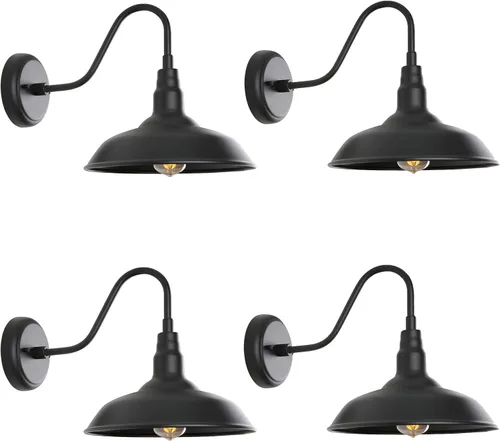 Vista 3 de LM2201-2P - Paquete de 6 (2+4) luces de granero de cuello de cisne de 10 pulgadas para exteriores, color negro mate