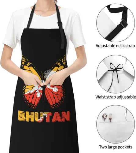 Vista 7 de Delantal vintage con diseño de bandera de la República Centroafricana con bolsillos para chef, hombres y mujeres, pintor, cocina, horneado