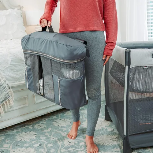 Vista 6 de Chicco Lullaby Zip - Juego portátil todo en uno, moisés y cambiador para bebés, barra de juguetes electrónica, juego para niños pequeños, apto